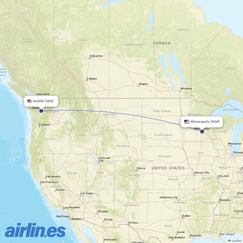 Sun Country Airlines at SEA route map