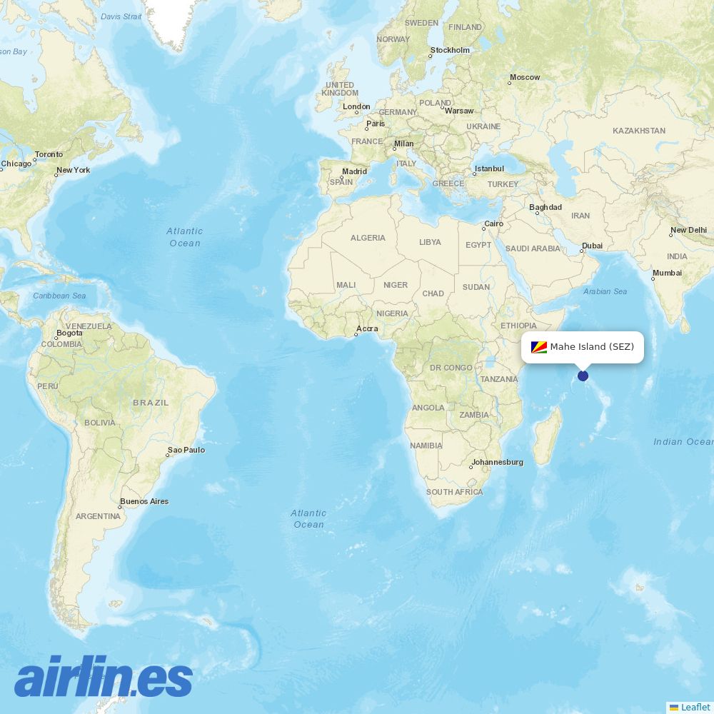 Etihad Airways from Seychelles International destination map