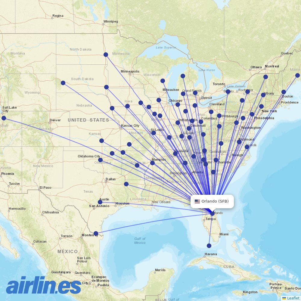 Allegiant at SFB route map