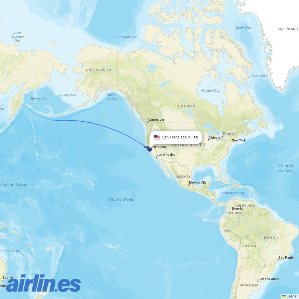 Starlux Airlines from San Francisco International destination map