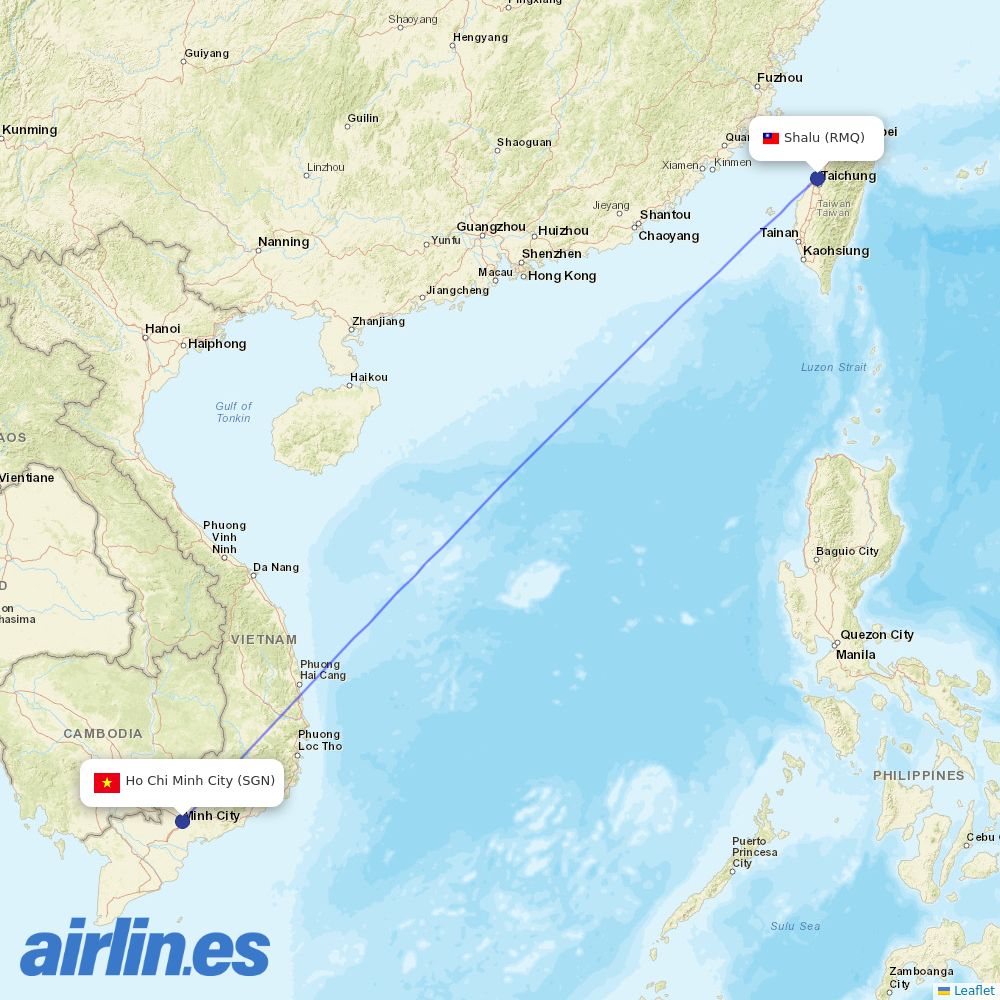 Mandarin Airlines at SGN route map