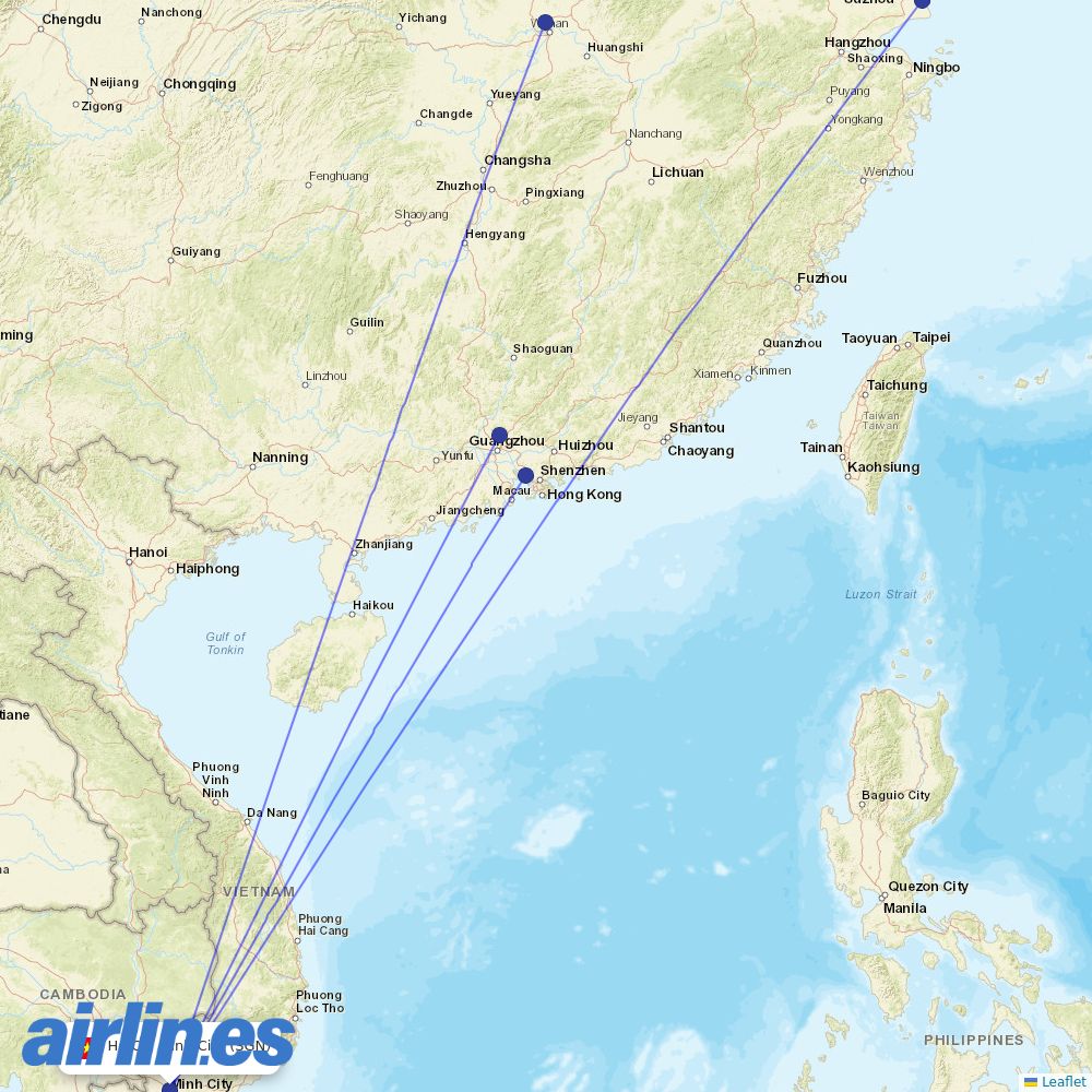 China Southern Airlines from Tansonnhat International destination map