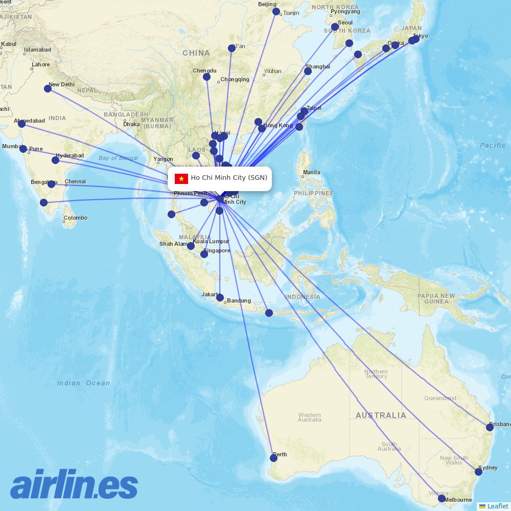 VietJet at SGN route map