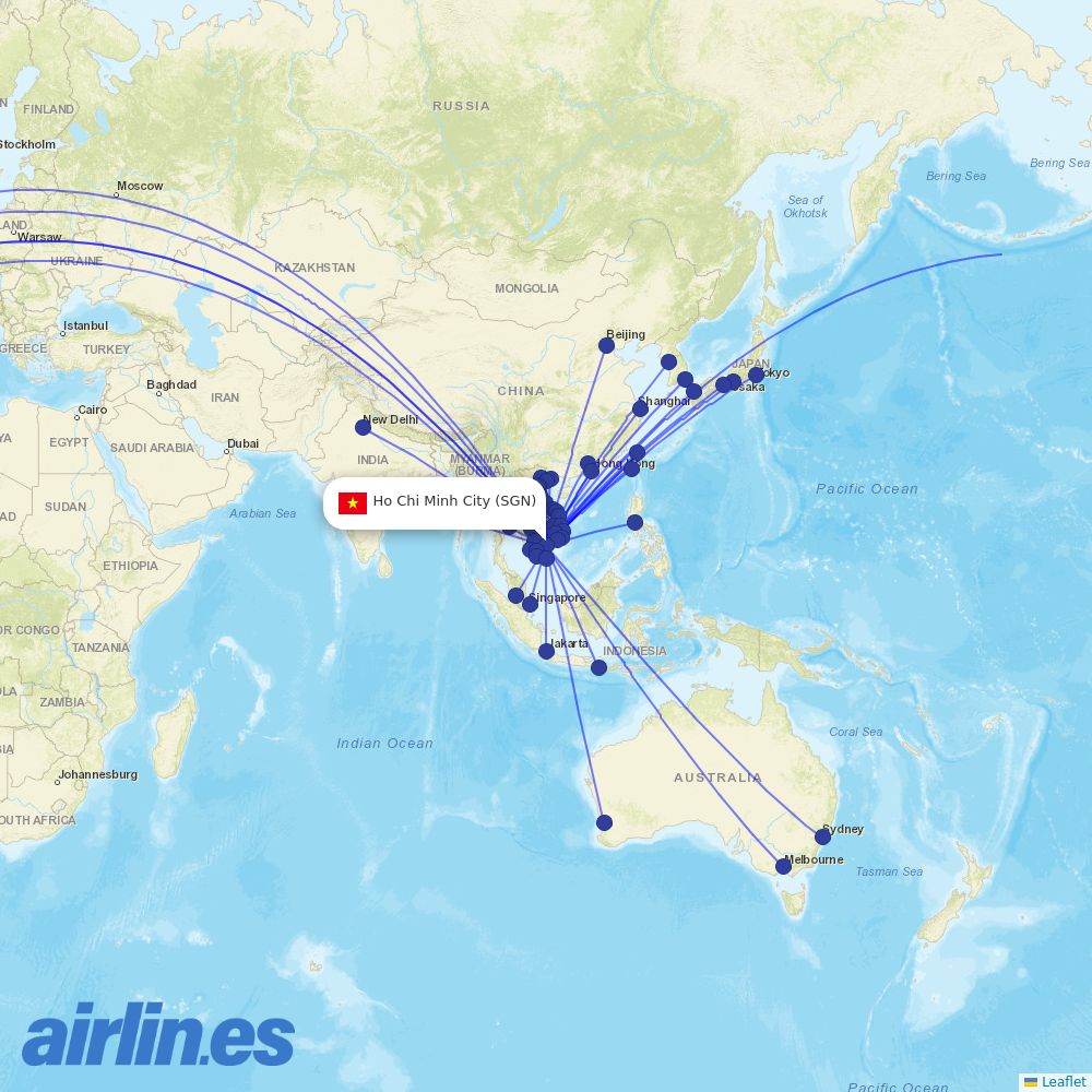 Vietnam Airlines at SGN route map