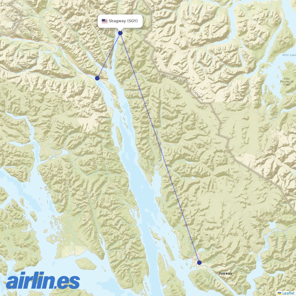Alaska Seaplanes from Skagway destination map