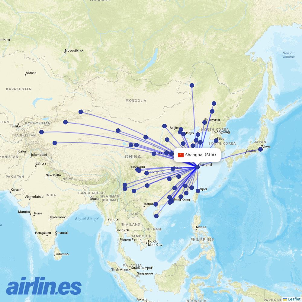 China Eastern at SHA route map
