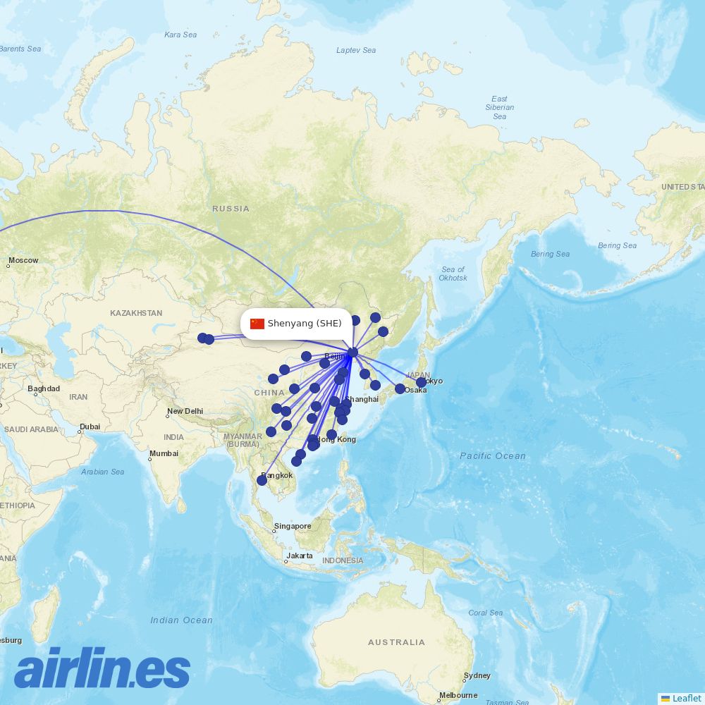 China Southern at SHE route map