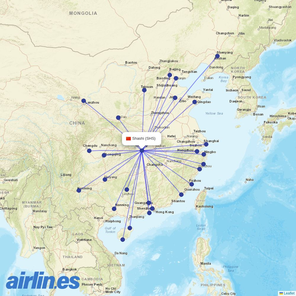 Gestair from Shashi Airport destination map