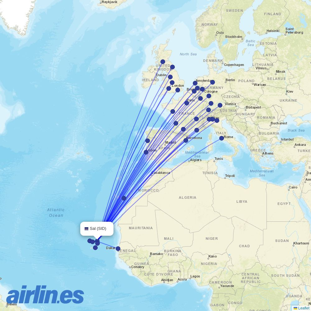 Air Senegal at SID route map