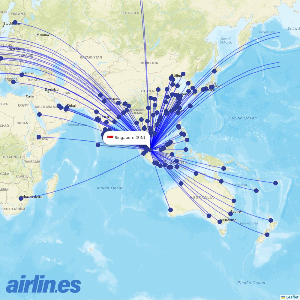 Royal Brunei Airlines at SIN route map