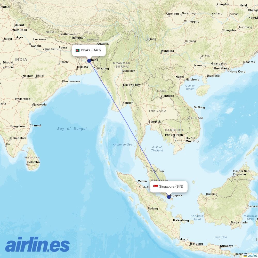 US-Bangla Airlines at SIN route map