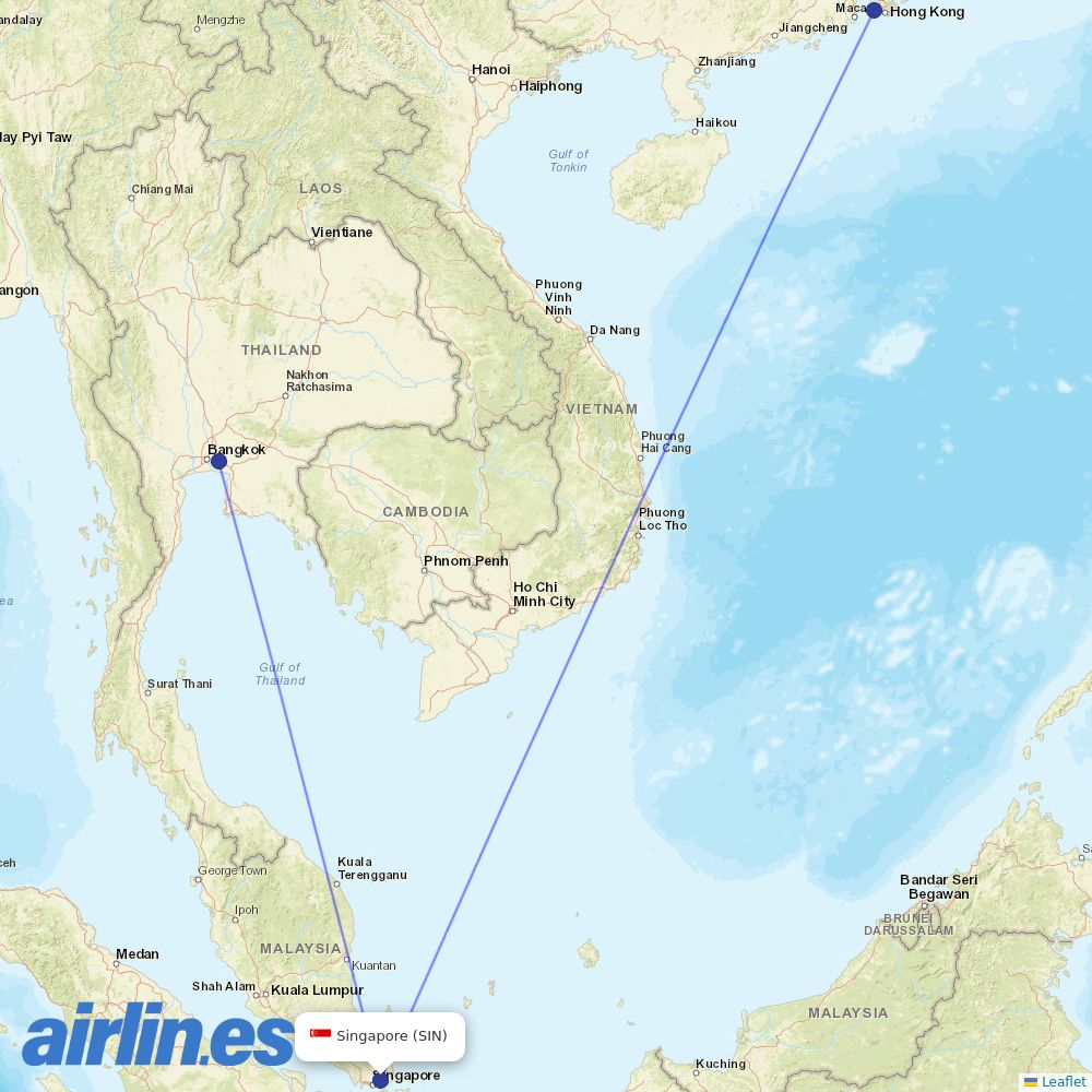 Cathay Pacific at SIN route map