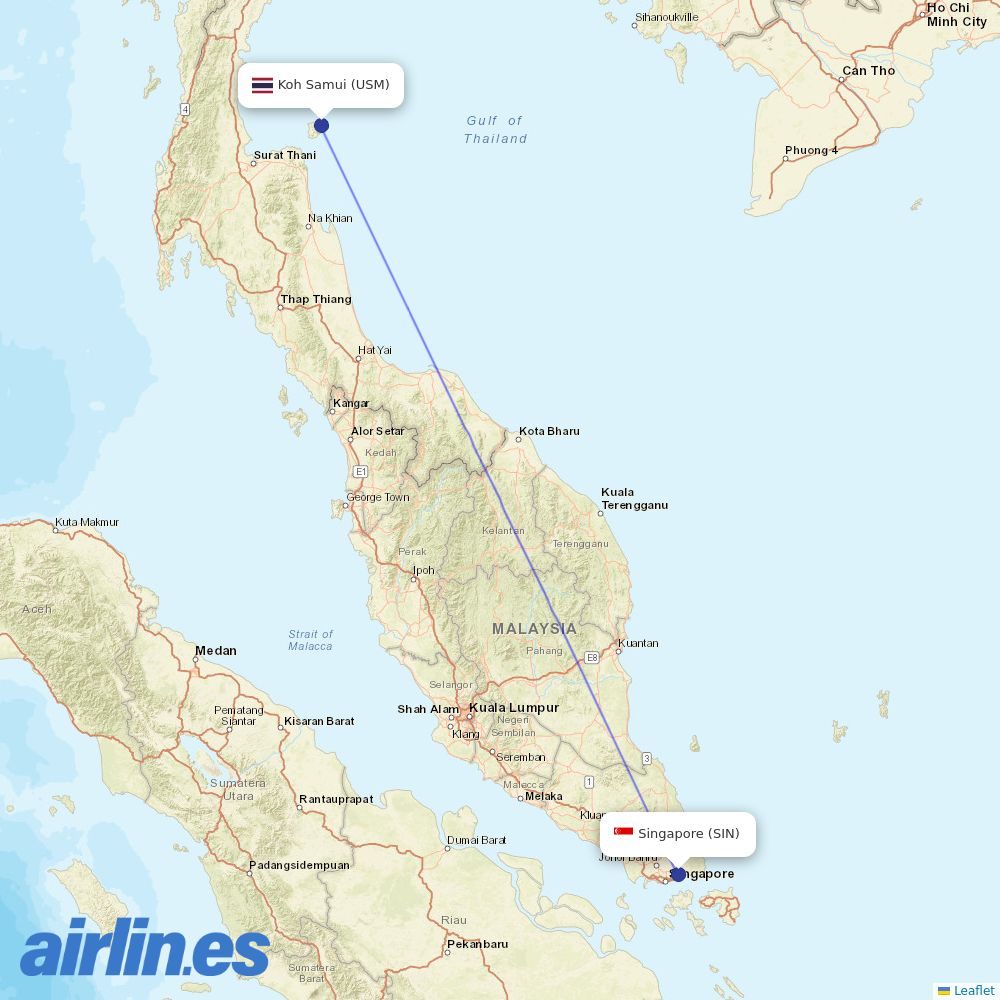 Bangkok Airways at SIN route map