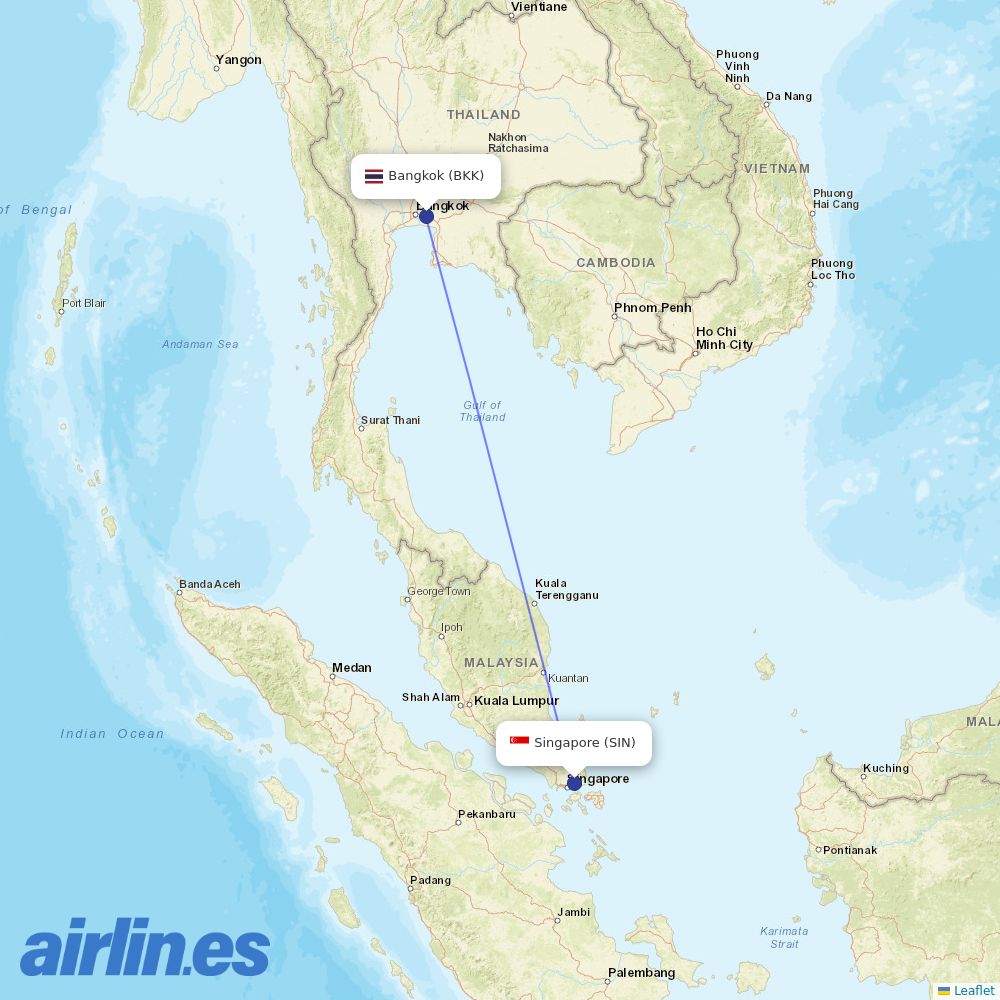 Thai Airways at SIN route map