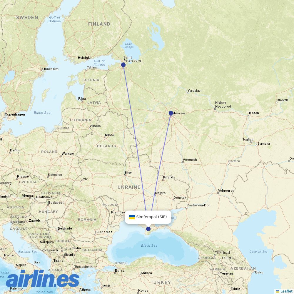 Smartavia at SIP route map