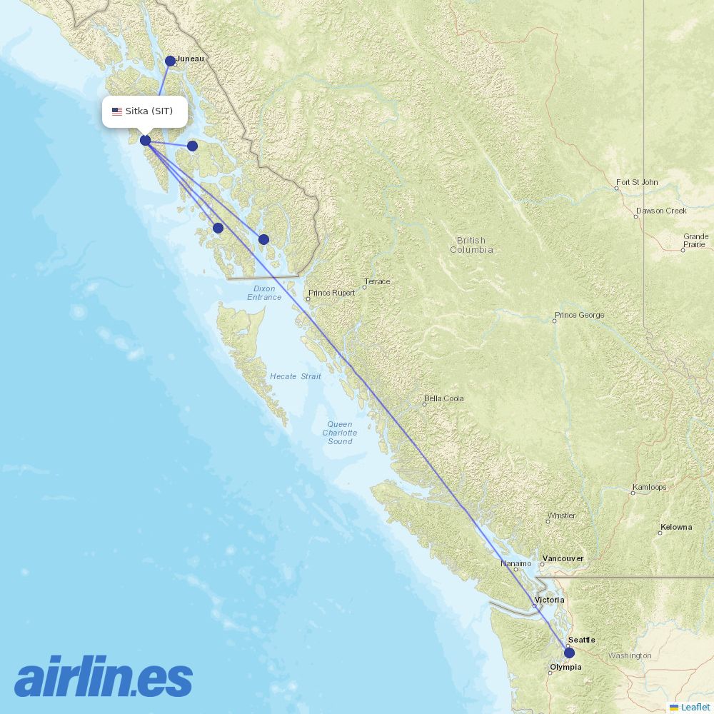 Air Excursions from Sitka Airport destination map