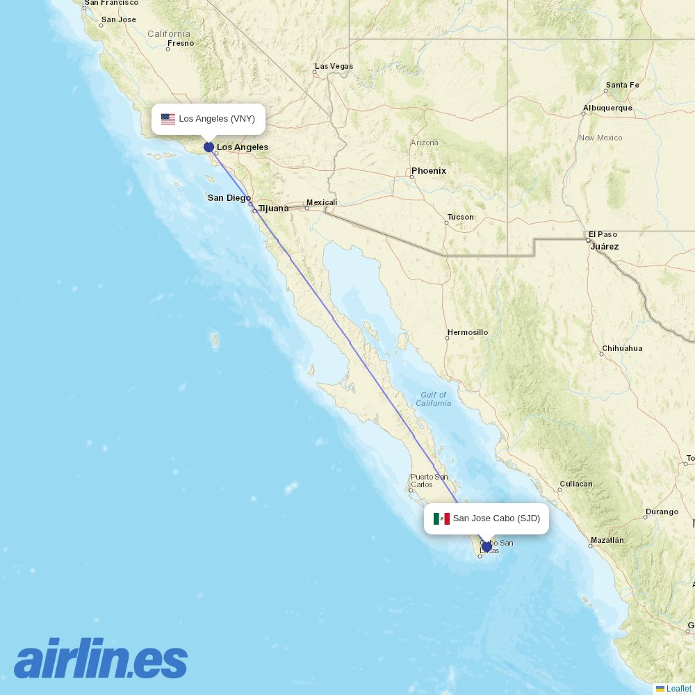 Nok Mini from Los Cabos International destination map