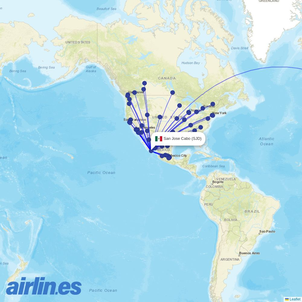 Mexicana at SJD route map