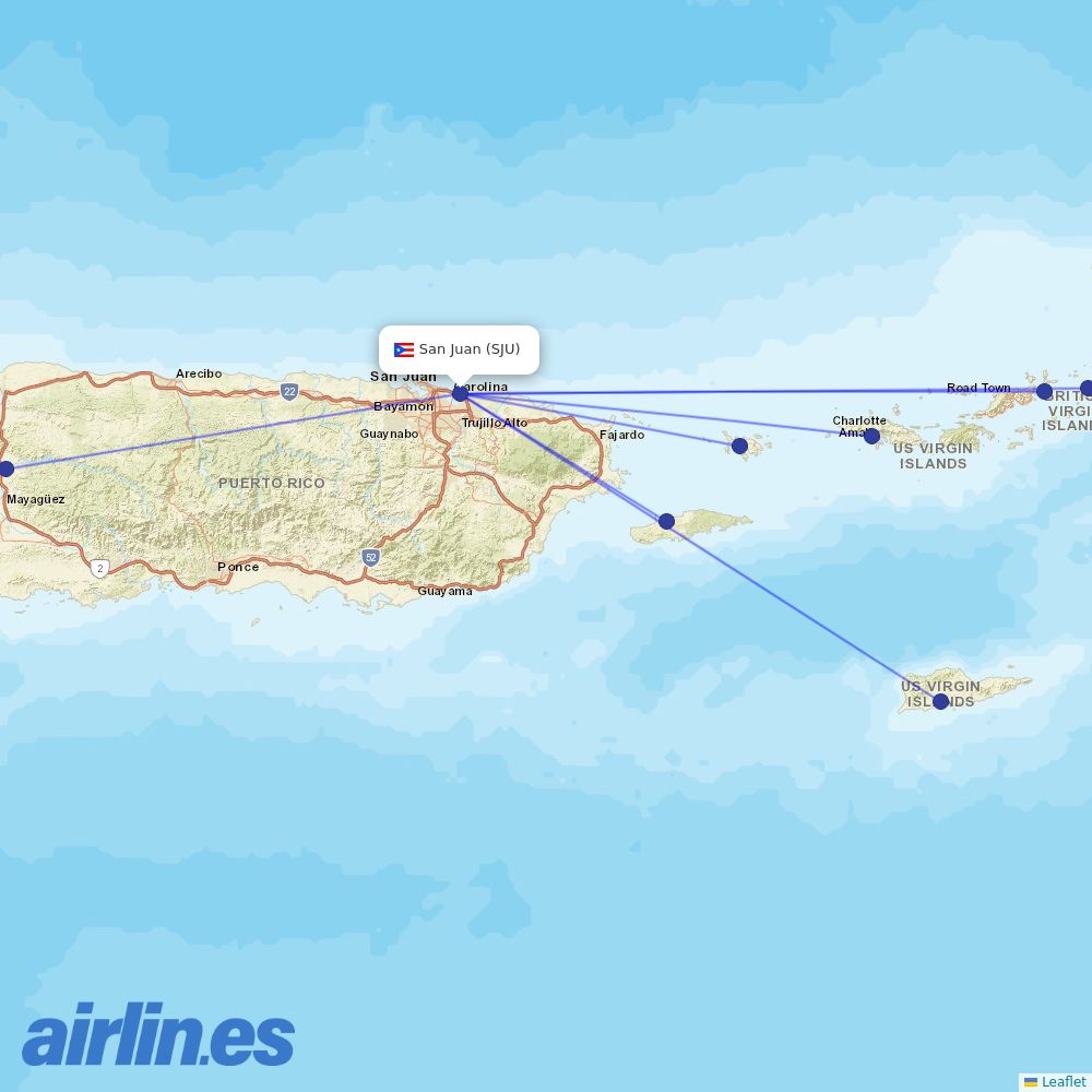 Cape Air from Luis Munoz Marin International destination map