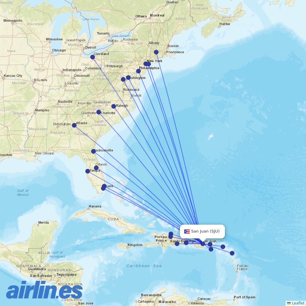 Frontier at SJU route map