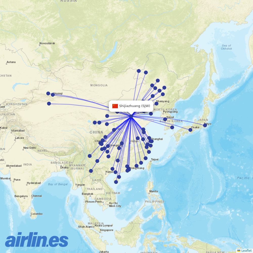 China United Airlines at SJW route map