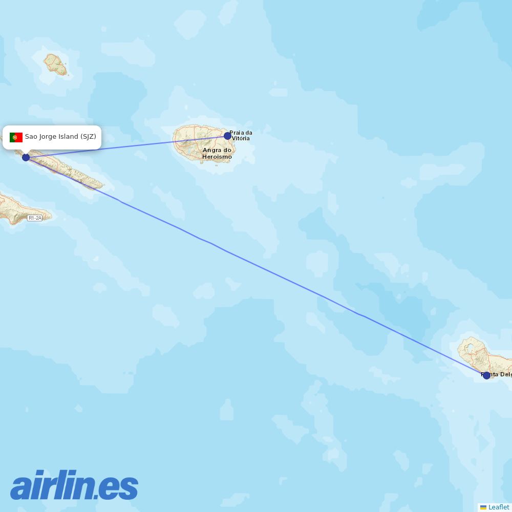 SATA - Air Acores at SJZ route map