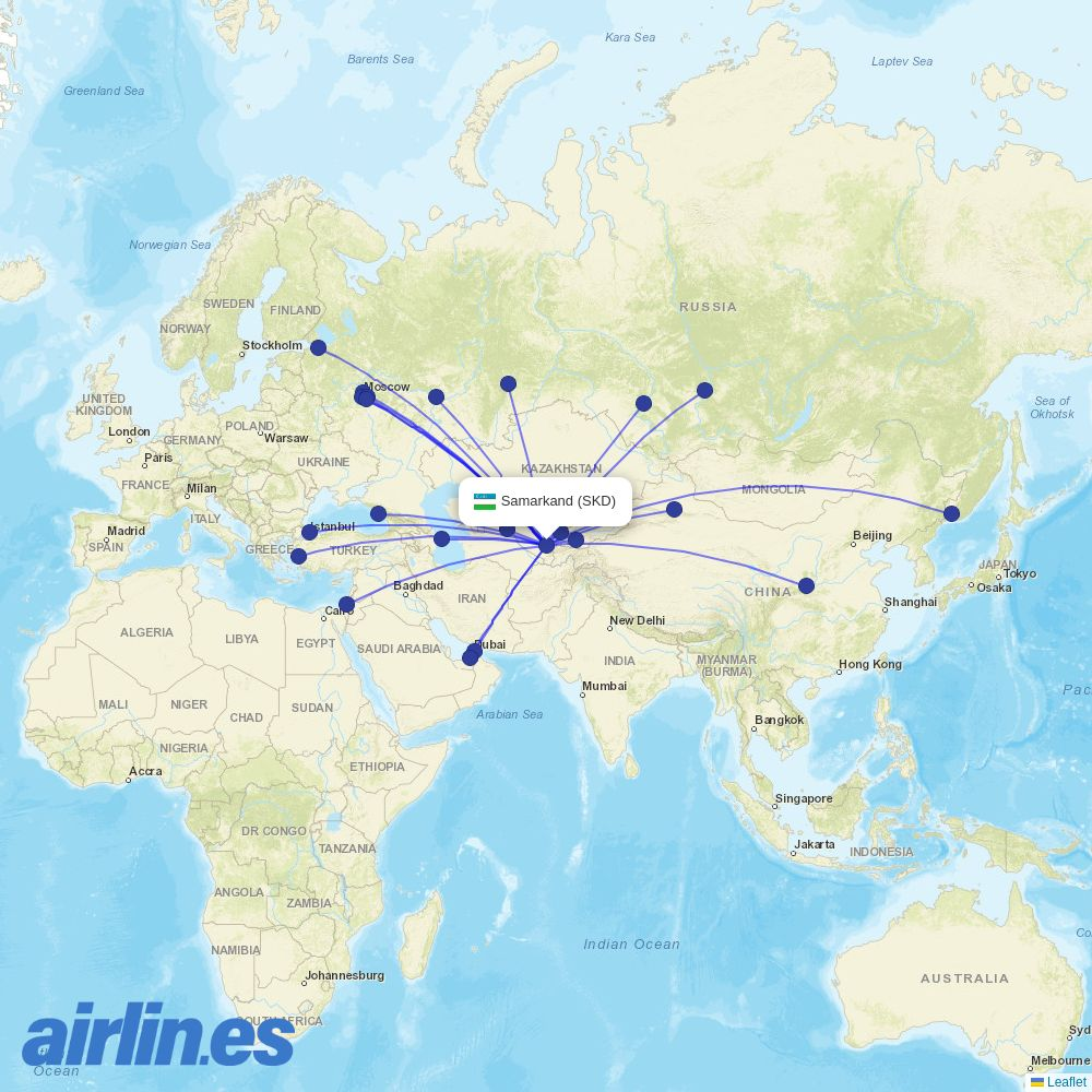 Taban Air at SKD route map