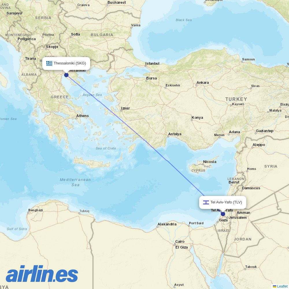 Arkia at SKG route map