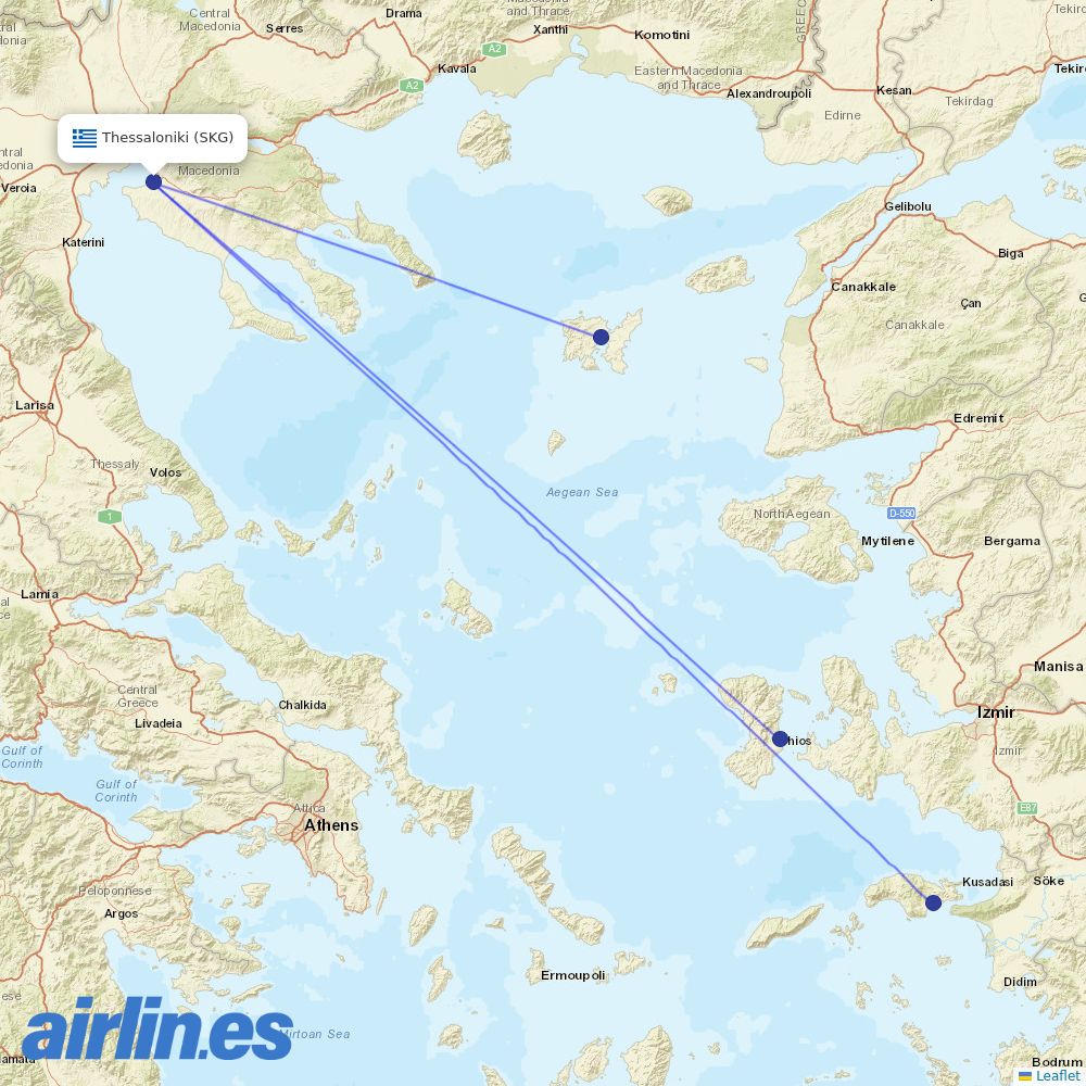 Olympic Air at SKG route map
