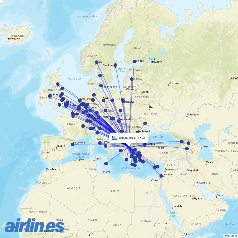 TUS Air at SKG route map