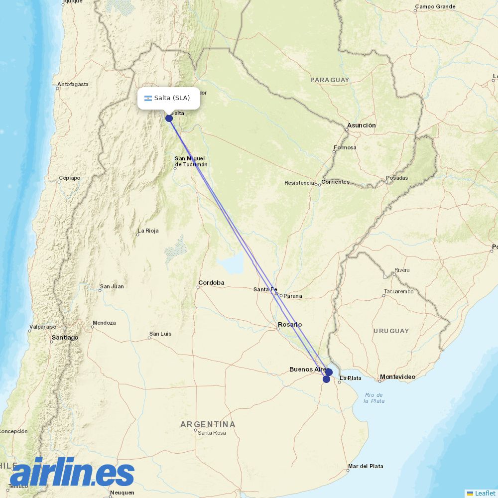 Felix Airways at SLA route map