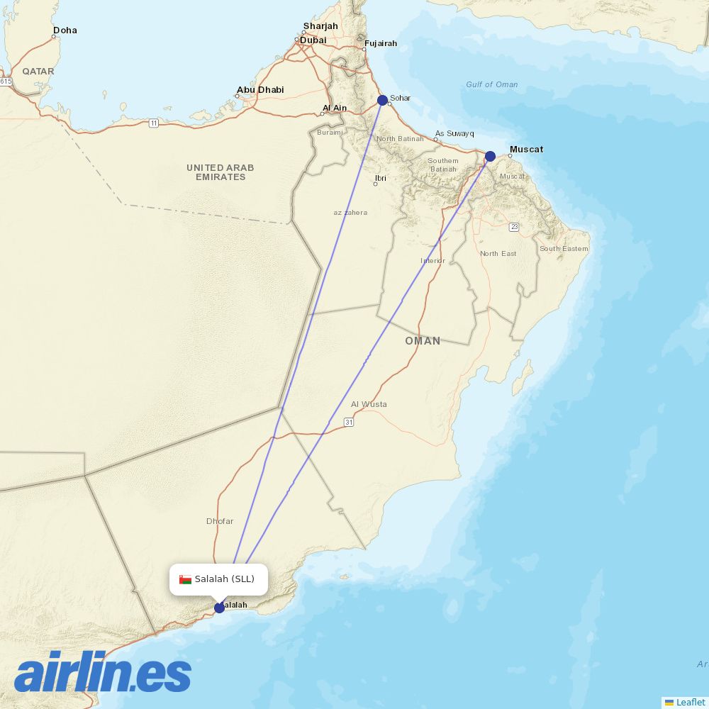Salam Air at SLL route map
