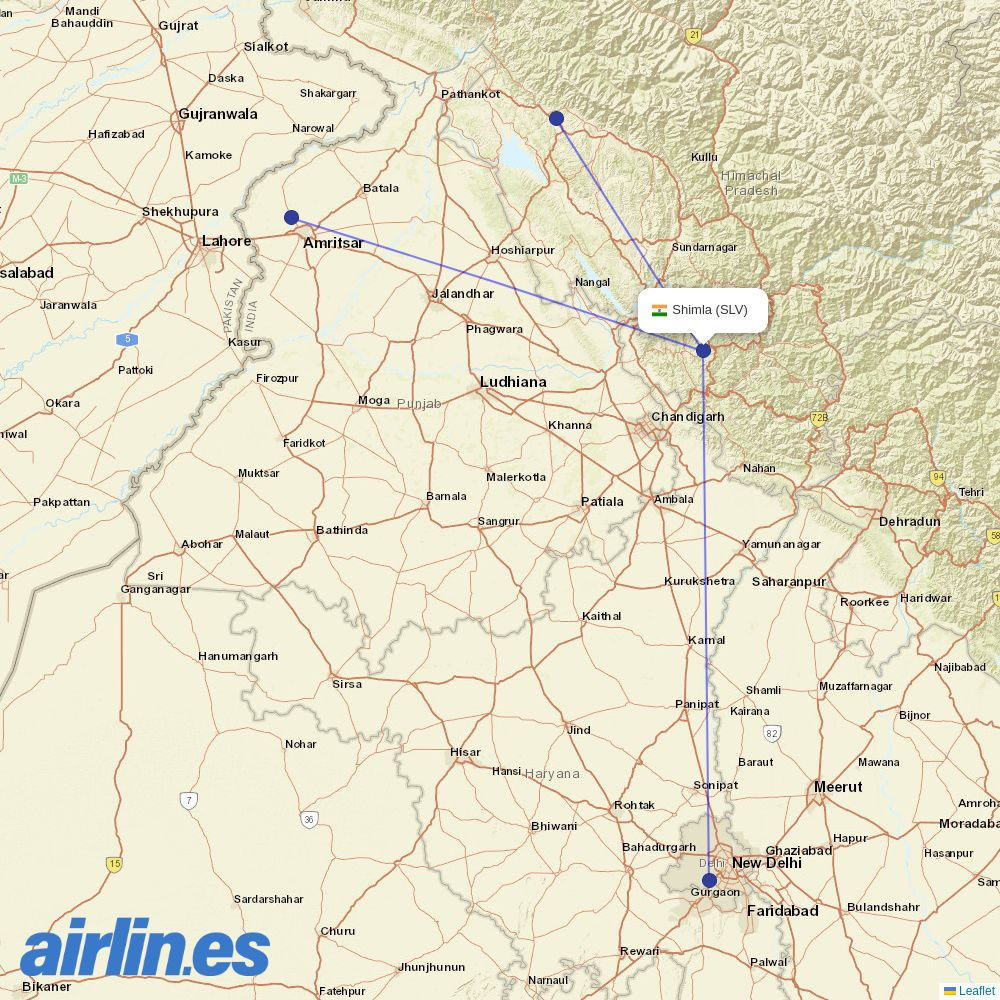 Alliance Air at SLV route map