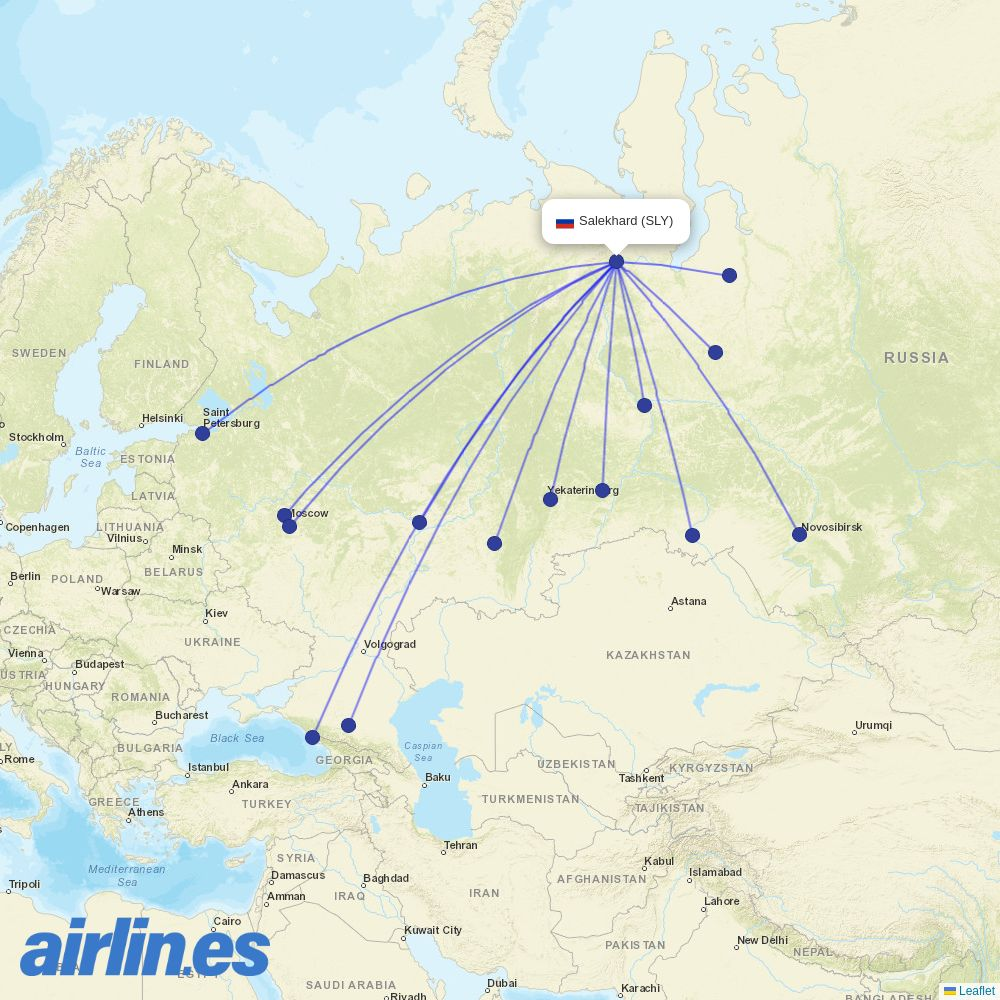 S7 Airlines from Salekhard Airport destination map