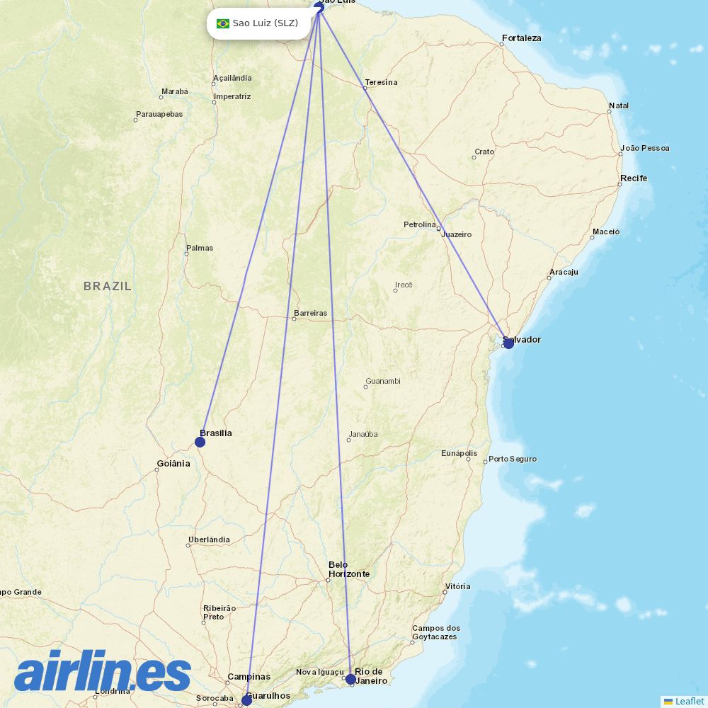 Gol from Marechal Cunha Machado destination map