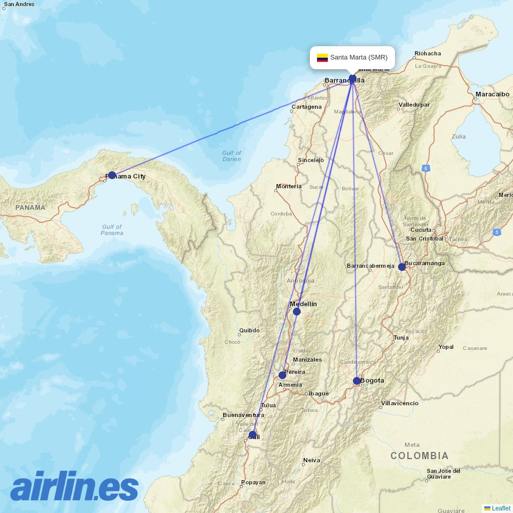 JetSMART at SMR route map
