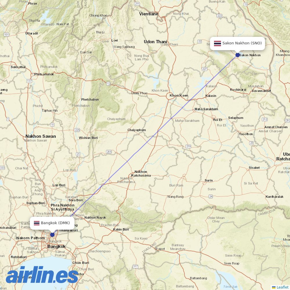 Nok Air at SNO route map