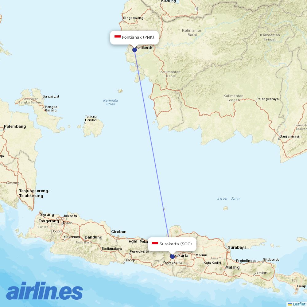 Nam Air from Solo City destination map