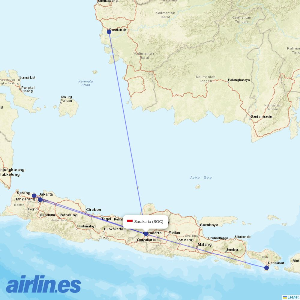 Citilink from Solo City destination map
