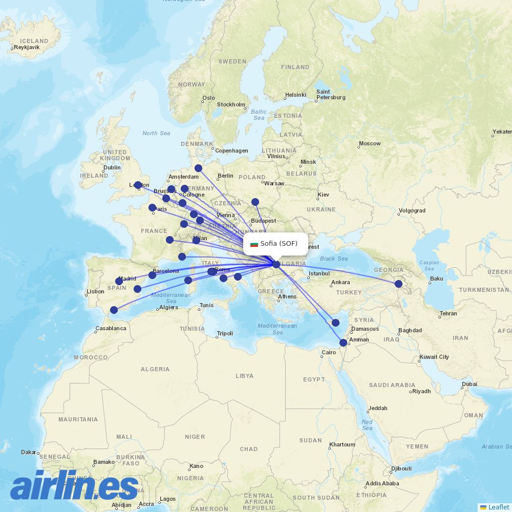 Wizz Air at SOF route map