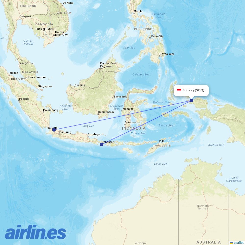Garuda Indonesia from Jefman destination map