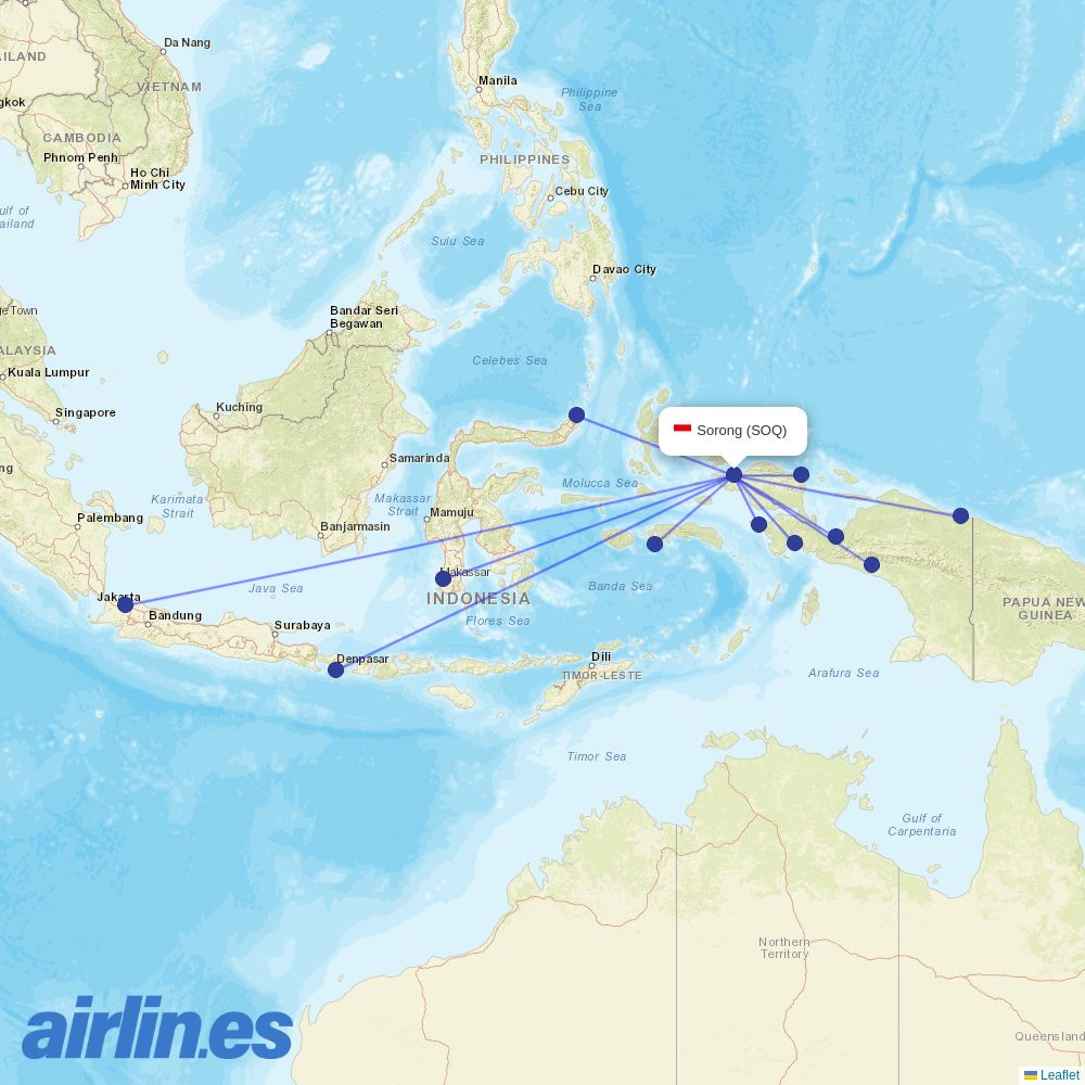 Wings Air from Jefman destination map