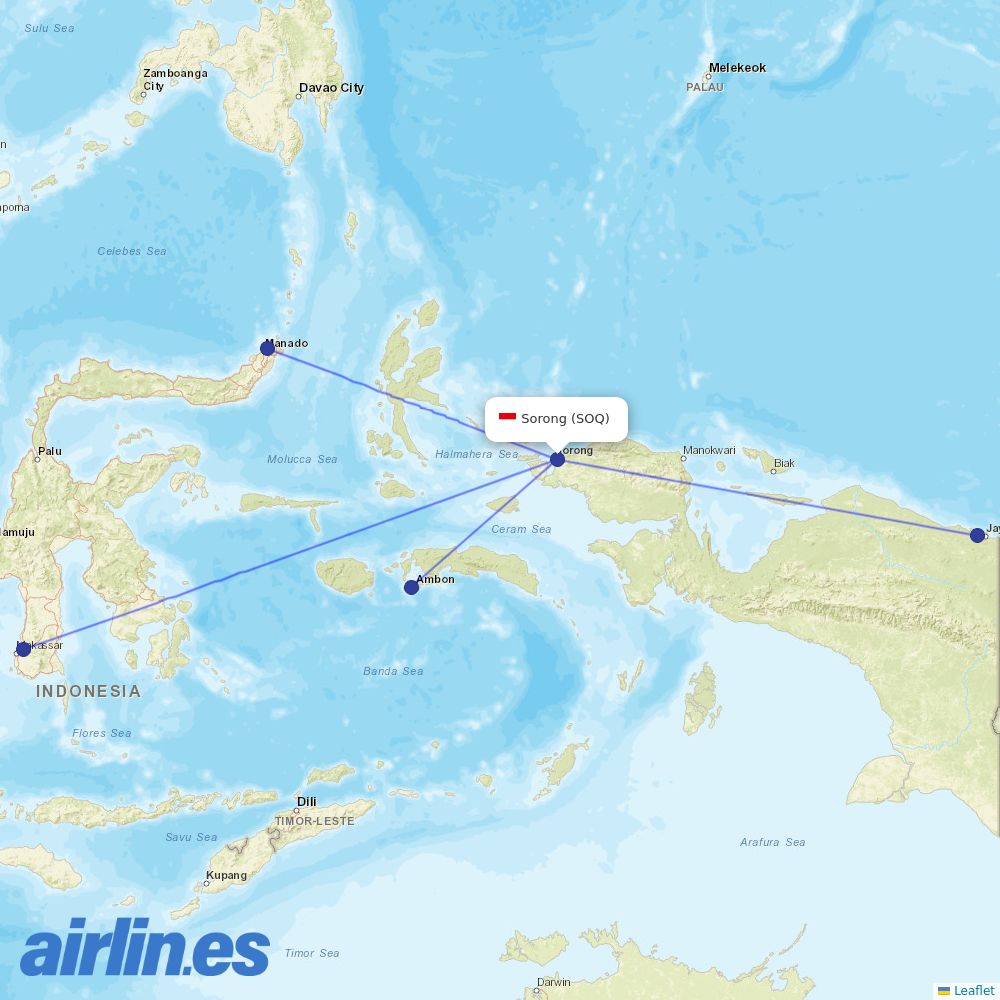 Lion Air at SOQ route map
