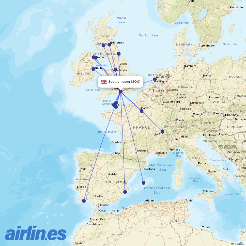easyJet from Southampton destination map