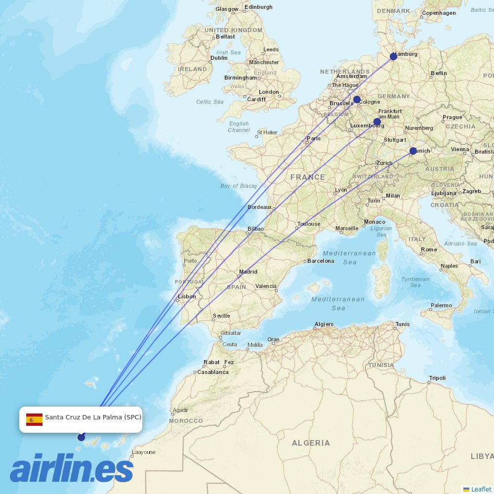 Condor from La Palma destination map