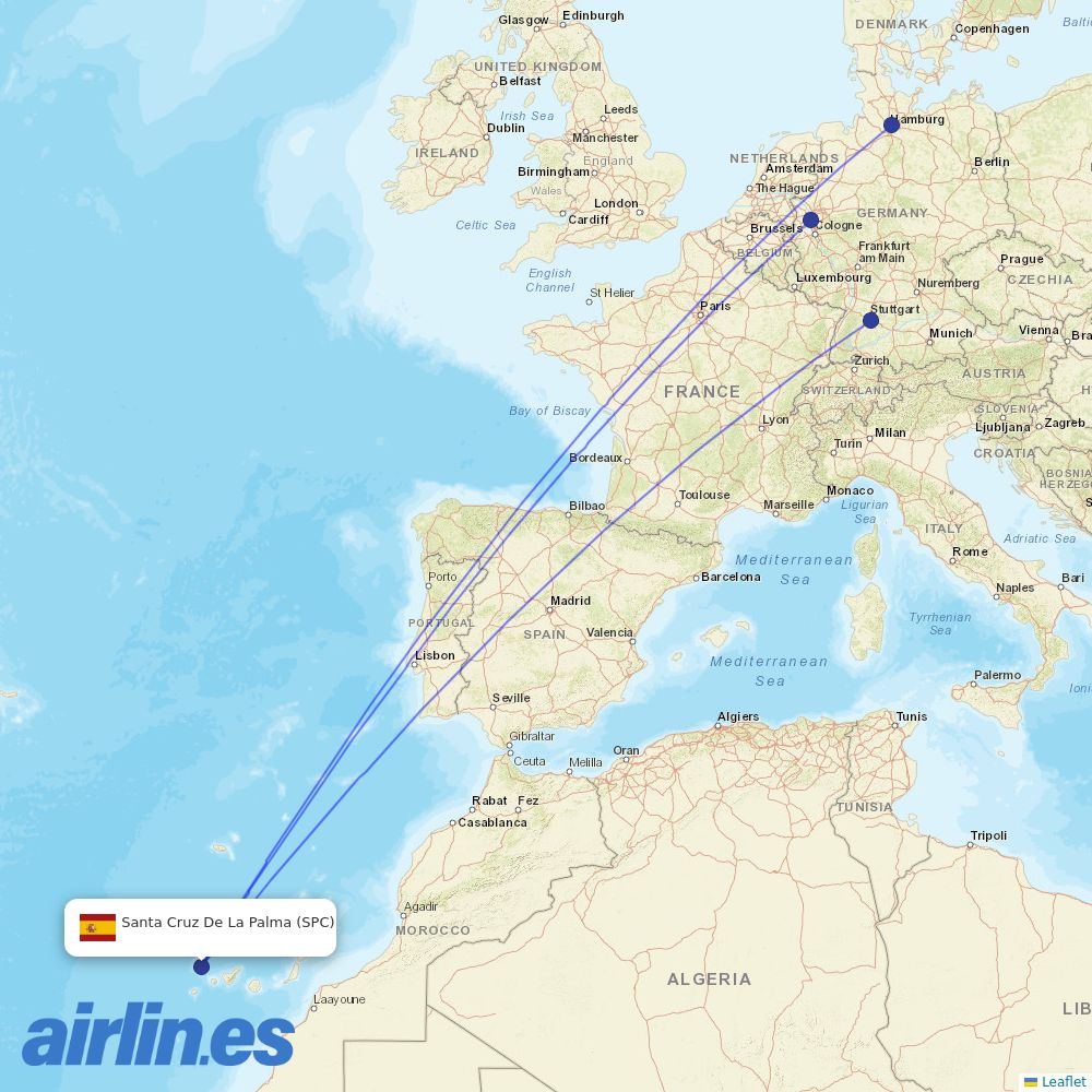 Eurowings from La Palma destination map