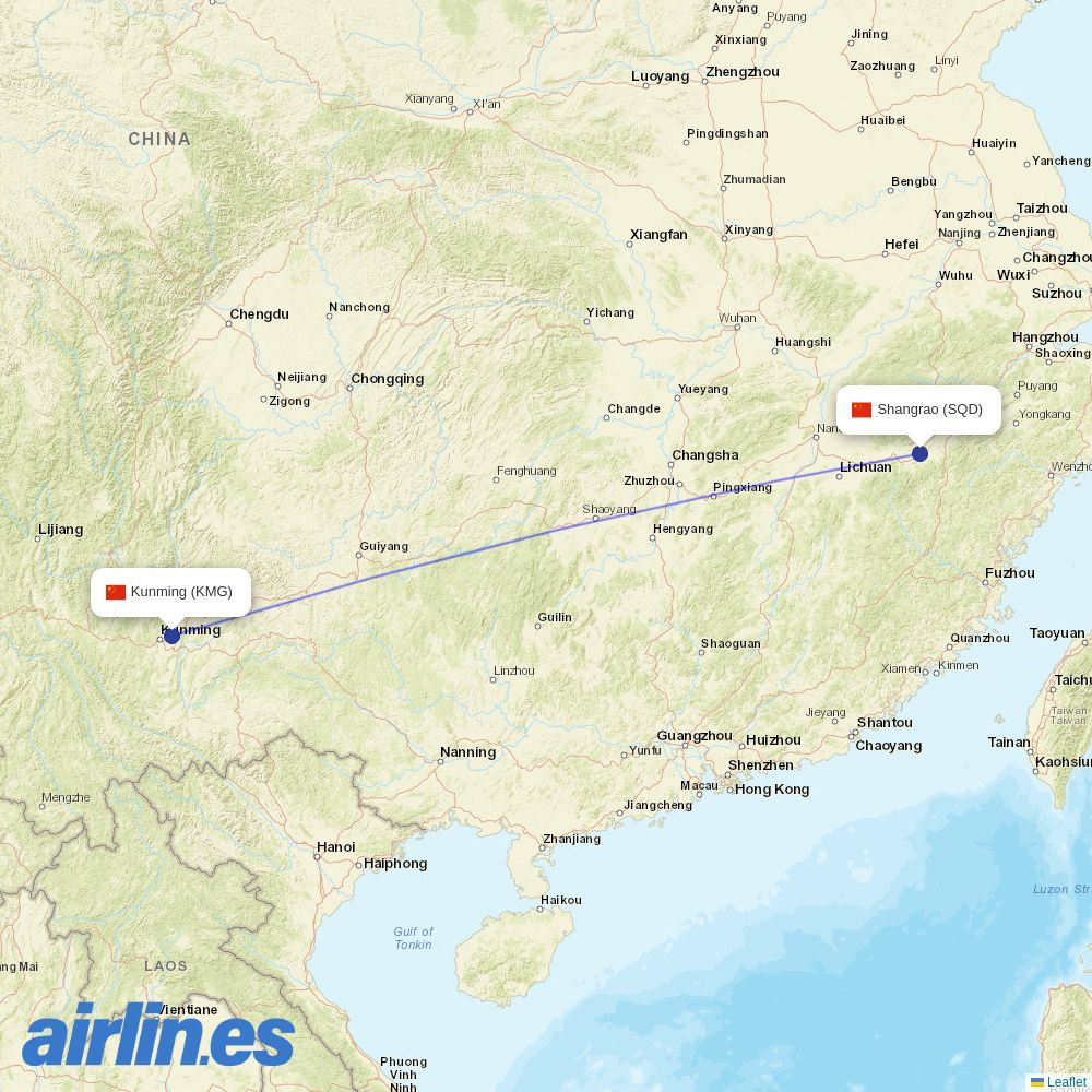 Air Travel from Sanqingshan Airport destination map