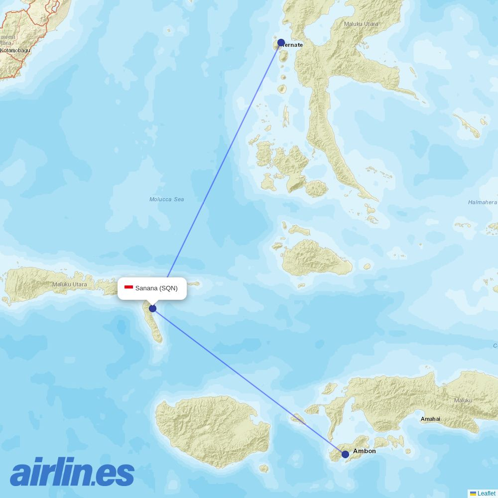 Trigana Air at SQN route map