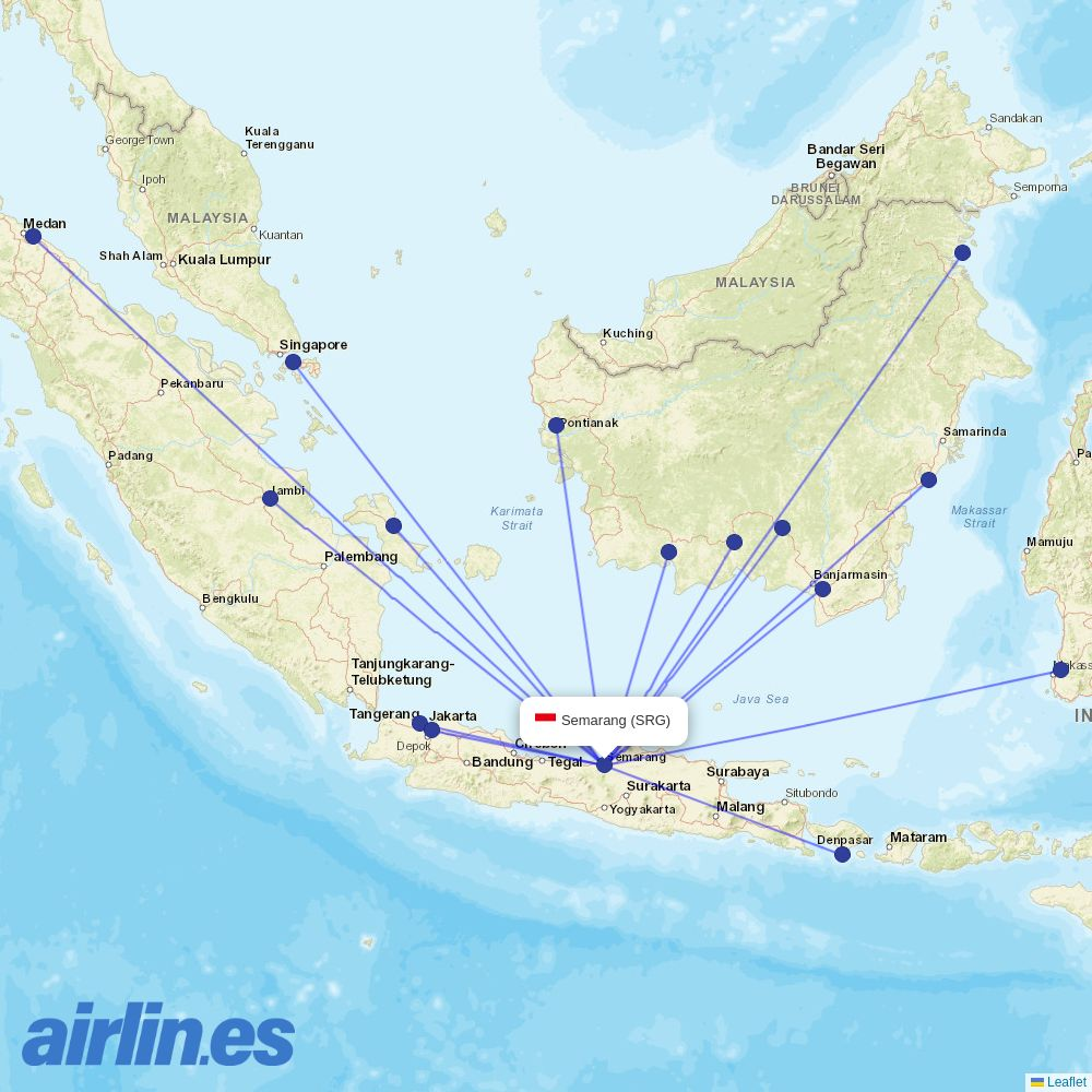 Batik Air at SRG route map