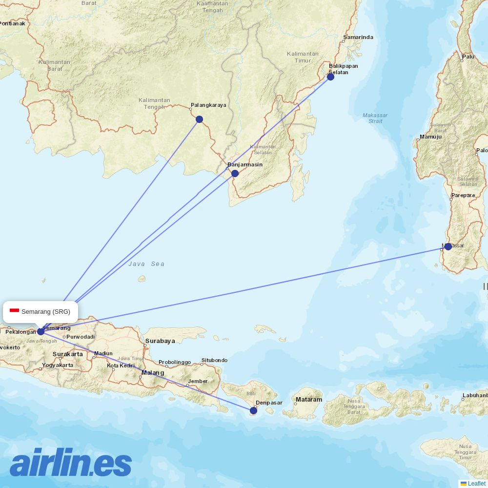 Lion Air from Achmad Yani destination map